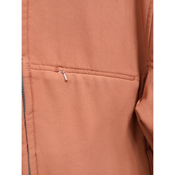 Woolrich Mens Softshell Jacket Size Medium Burnt Orange Fleece Lined Zip Up - Picture 3 of 9